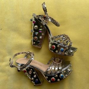 Bejeweled Platform Chunky Heels